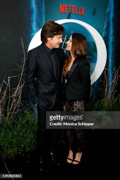 Jason Bateman and Amanda Anka attend the Premiere of Ozark S4 presented by Netflix at Paris Theatre on April 21, 2022 in New York City.