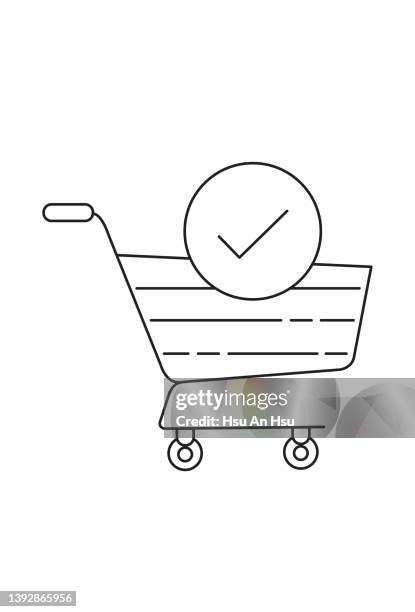 shopping cart icon vector illustration in monochrome color. - 記号 stock illustrations