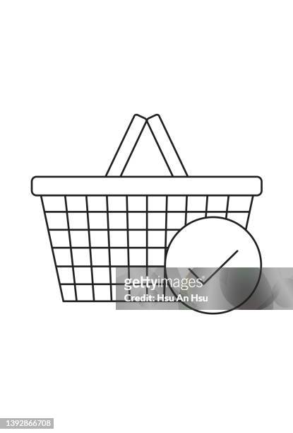 shopping basket icon vector illustration in monochrome color. - 買い物袋 stock illustrations