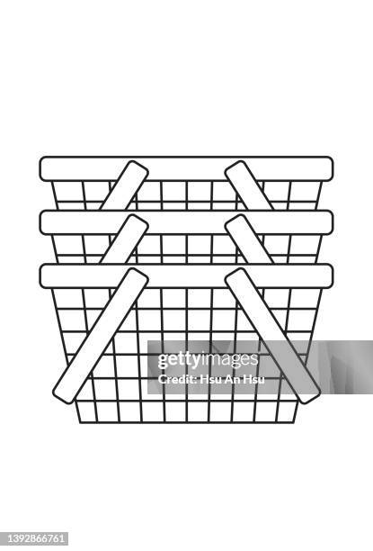 shopping basket icon vector illustration in monochrome color. - 携帯情報端末 stock illustrations