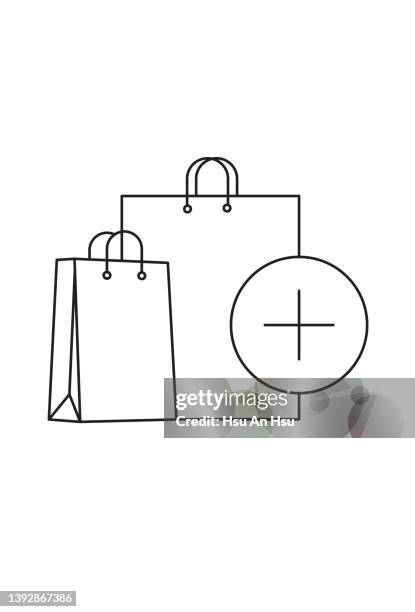 shopping bags icon vector illustration in monochrome color. - 携帯情報端末 stock illustrations