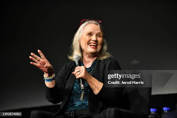 Tess Harper speaks onstage at the screening of "Tender Mercies" during the 2022 TCM Classic Film Festival at the TCL Chinese 4 Theatres Multiplex on...
