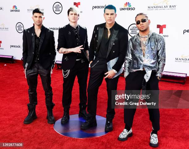 Erick Brian Colon, Christopher Velez, Zabdiel De Jesús and Richard Camacho of CNCO arrive at the 2022 Latin American Music Awards at Michelob ULTRA...