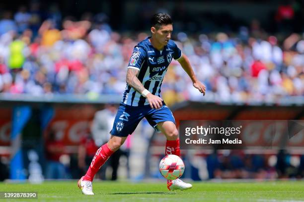 Claudio Matias Kranevitter of Monterrey drives the ball during the 14th round match between Pumas UNAM and Monterrey as part of the Torneo Grita...