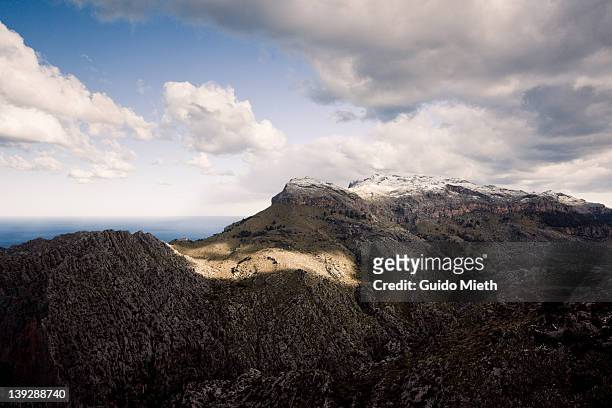 view over mountains of serra de tramuntana - sierra de tramuntana stock pictures, royalty-free photos & images