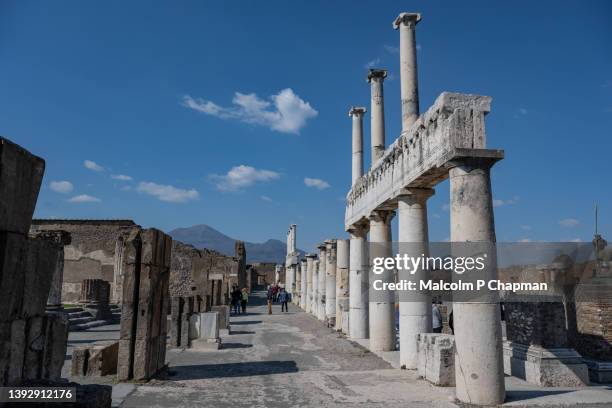 mount vesuvius view from pompei ruins, naples italy - pompeii stock pictures, royalty-free photos & images