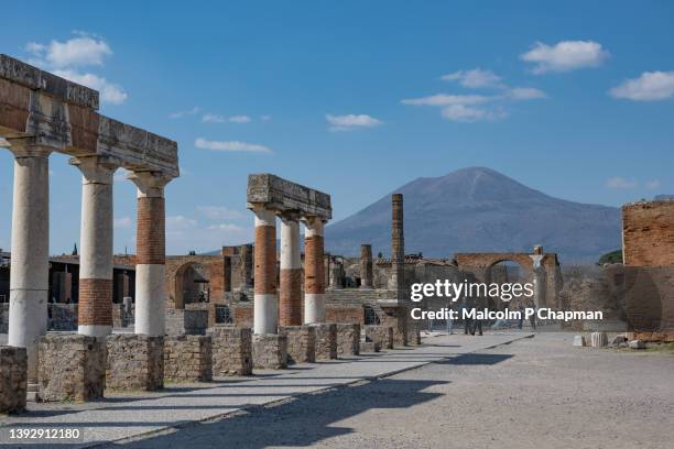 mount vesuvius view from pompei ruins, naples italy - pompeii stock pictures, royalty-free photos & images