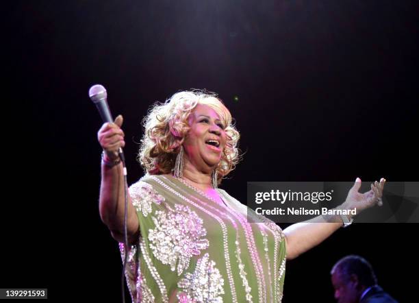 Aretha Franklin performs at Radio City Music Hall on February 18, 2012 in New York City.