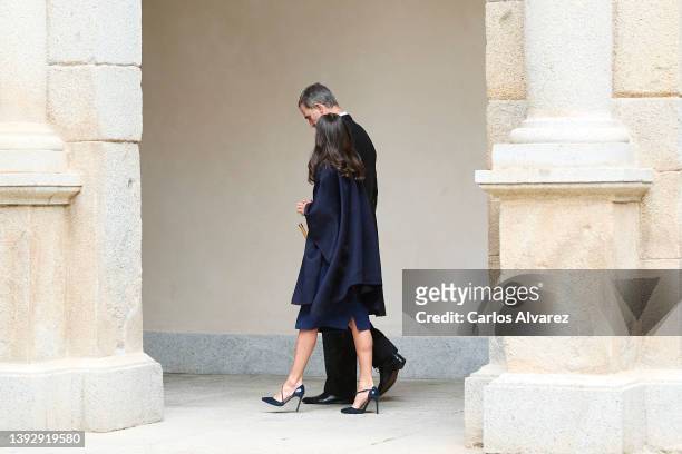 King Felipe VI of Spain and Queen Letizia of Spain deliver Cristina Peri Rossi with the Miguel de Cervantes Literature Prize 2021 in Spanish Language...