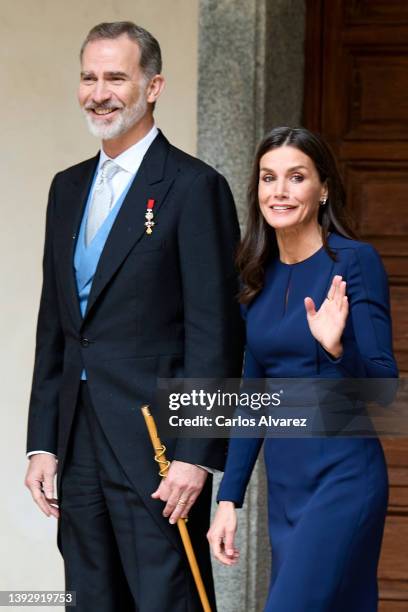 King Felipe VI of Spain and Queen Letizia of Spain attend the Miguel de Cervantes Literature Prize 2021 in Spanish Language at the University of...