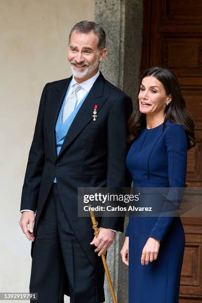 King Felipe VI of Spain and Queen Letizia of Spain attend the Miguel de Cervantes Literature Prize 2021 in Spanish Language at the University of...