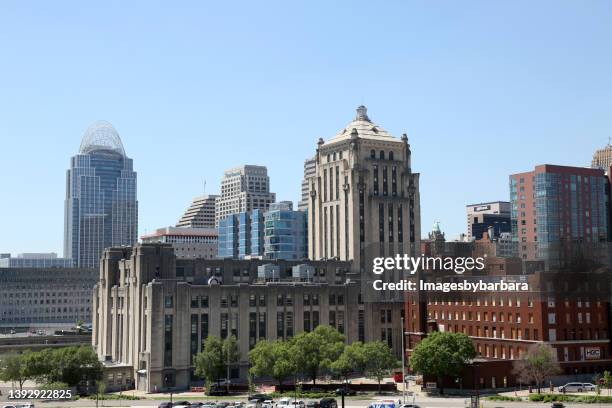 late day images of building scape of downtown cincinnati - cincinnati business stock pictures, royalty-free photos & images