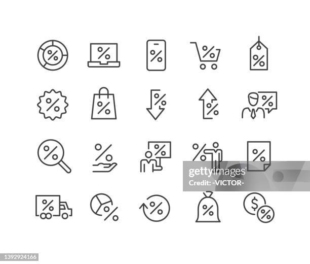 stockillustraties, clipart, cartoons en iconen met percent icons - classic line series - low section