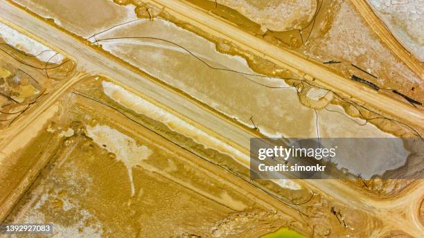 truck driving on lithium mine - mining from above stock pictures, royalty-free photos & images