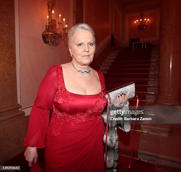 Italian singer Katia Ricciarelli attends the exclusive Ballo della Cavalchina at Fenice Theatre on February 18, 2012 in Venice, Italy.