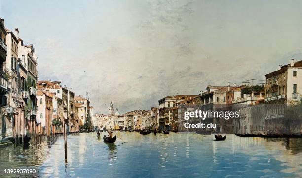 ilustrações de stock, clip art, desenhos animados e ícones de venice grand canal - veneza itália