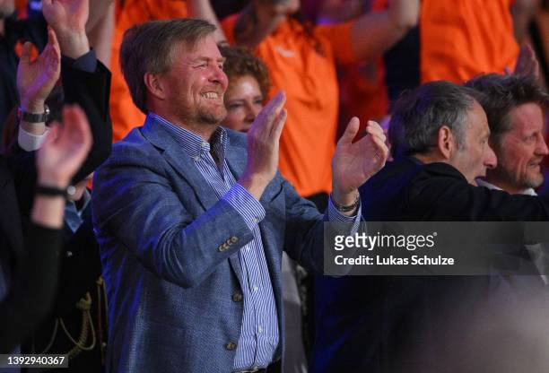 King of The Netherlands, Willem-Alexander Claus George Ferdinand looks on prior to the Gold Medal match between Team Netherlands and Team United...