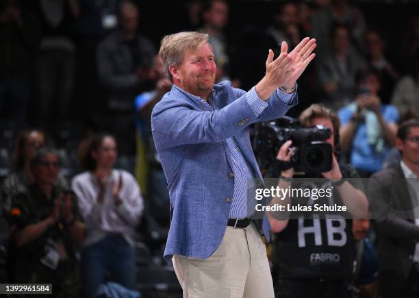 King of The Netherlands, Willem-Alexander Claus George Ferdinand applauds after the Gold Medal match between Team Netherlands and Team United States...