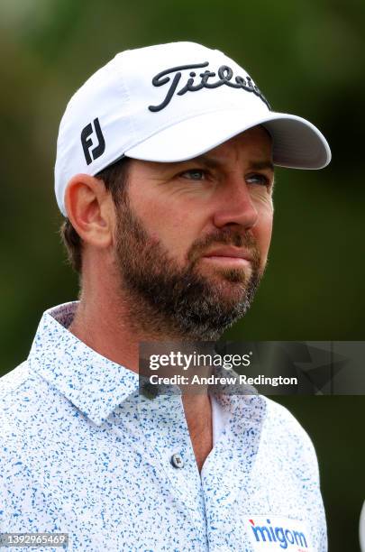 Scott Jamieson of Scotland on the first tee during the second round of the ISPS Handa Championship at Lakes Course, Infinitum on April 22, 2022 in...