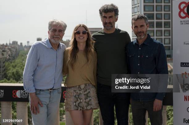 Actor Luis Hostalot, actress Manuela Velles, director Ibon Cormenzana and actor Andres Gertrudix attend the photocall to present the film "Culpa"...