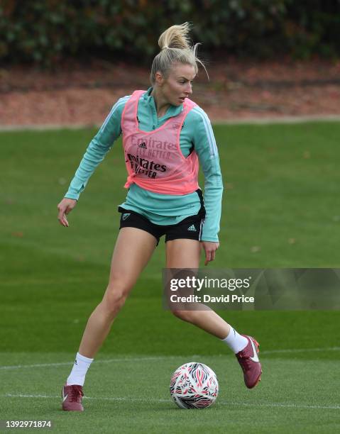 Leah Williamson of Arsenal during the Arsenal Women's training session at London Colney on April 22, 2022 in St Albans, England.