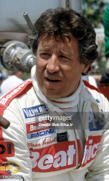 Racer Mario Andretti at Toyota Long Beach Grand Prix race, April 13, 1985 in Long Beach, California.