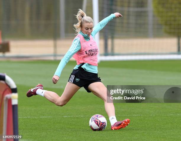 Leah Williamson of Arsenal during the Arsenal Women's training session at London Colney on April 22, 2022 in St Albans, England.