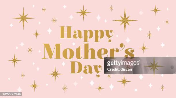 mother’s day greetings card with glitter stars. happy mother’s day. - mothers day 幅插畫檔、美工圖案、卡通及圖標