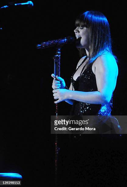 Kelly Clarkson performs At Universal Orlando's Mardi Gras at Universal Orlando on February 18, 2012 in Orlando, Florida.