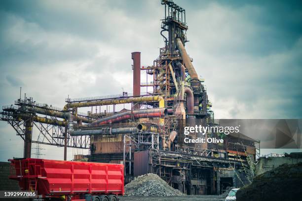 view of the disused industrial area of ​​charleroi, belgium, along sambre river - charleroi fotografías e imágenes de stock