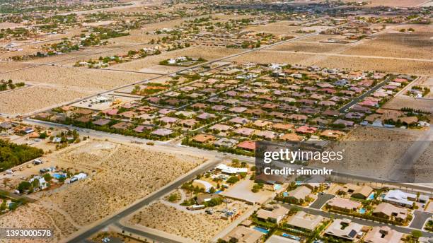 houses and desert landscape - nevada house stock pictures, royalty-free photos & images