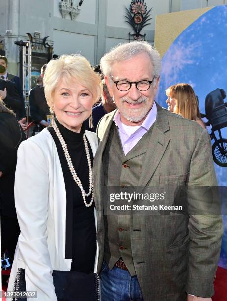 Dee Wallace and Steven Spielberg attend the 40th Anniversary Screening of "E.T. The Extra-Terrestrial" during Opening Night at the 2022 TCM Classic...