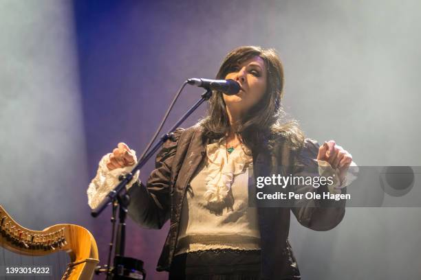Moya Brennan from the Irish group Clannad performs at Sentrum Scene on April 22, 2022 in Oslo, Norway.
