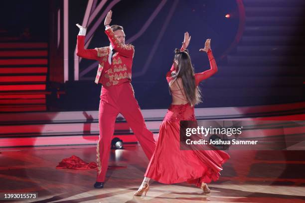 Bastian Bielendorfer and Ekaterina Leonova perform on stage during the 8th show of the 15th season of the television competition show "Let's Dance"...