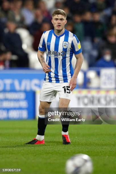 Scott High of Huddersfield Town during the Sky Bet Championship match between Huddersfield Town and Barnsley at John Smith's Stadium on April 22,...