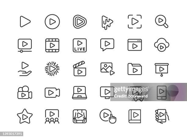 stockillustraties, clipart, cartoons en iconen met play line icons editable stroke - watch icon