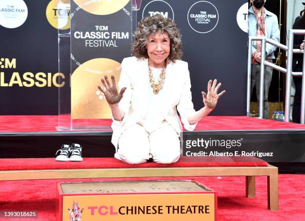 Lily Tomlin attends TCM Honors Actress Lily Tomlin With Hand And Footprint Ceremony at TCL Chinese Theatre on April 22, 2022 in Hollywood, California.