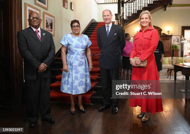 Prince Edward, Earl of Wessex and Sophie, Countess of Wessex with Cyril Errol Melchiades Charles, Acting Governor-General of Saint Lucia and his wife...