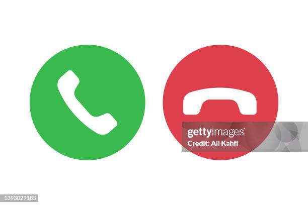 call icons phone dial symbols. answer and decline. - answer button stock illustrations