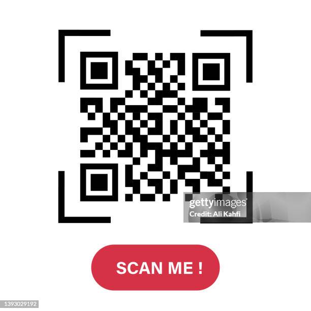 illustrazioni stock, clip art, cartoni animati e icone di tendenza di qr code scan label con scan me text - qr code