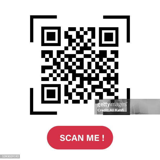 qr code scan label with scan me text - coding stock illustrations
