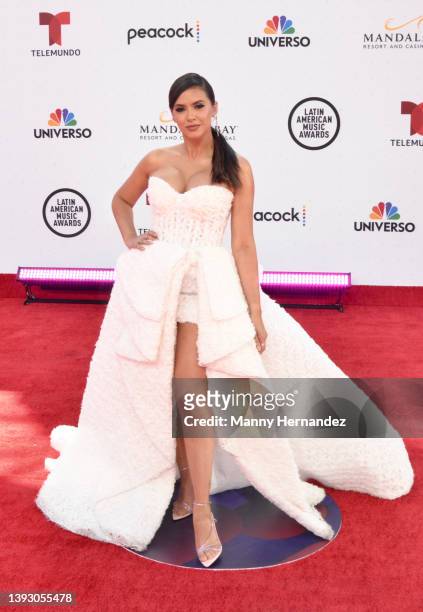 Ana Junka arrives at the 2022 Latin American Music Awards at the Michelob ULTRA Arena in Las Vegas, Nevada on April 21, 2022.