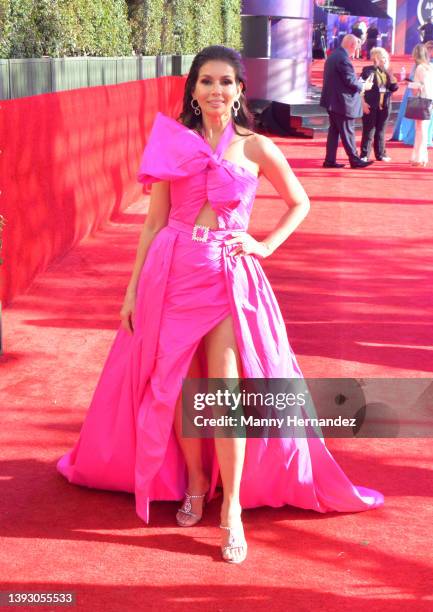 Giselle Blondet arrives at the 2022 Latin American Music Awards at the Michelob ULTRA Arena in Las Vegas, Nevada on April 21, 2022.