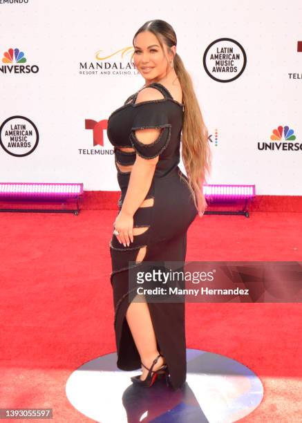 Chiquis arrives at the 2022 Latin American Music Awards at the Michelob ULTRA Arena in Las Vegas, Nevada on April 21, 2022.