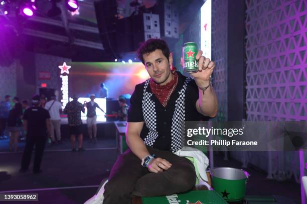 Jayson Blair enjoys a Heineken at the Heineken House at the 2022 Coachella Valley Music and Arts Festival on Friday, April 22nd in Indio, California.