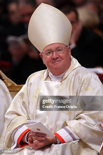 Newly Appointed cardinal Timothy Michael Dolan Archbishop of New York attends a mass held by pope Benedict XVI in St. Peer's Basilica on February 19,...