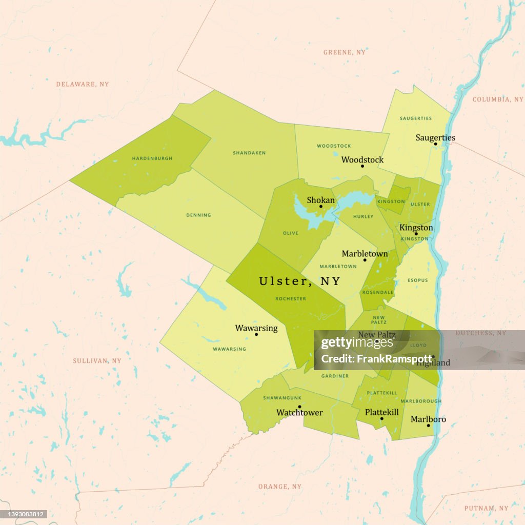 NY Ulster Vector Map Green