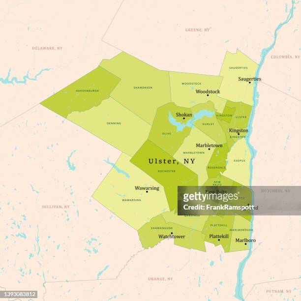 ny ulster vector map green - ulster county stock illustrations