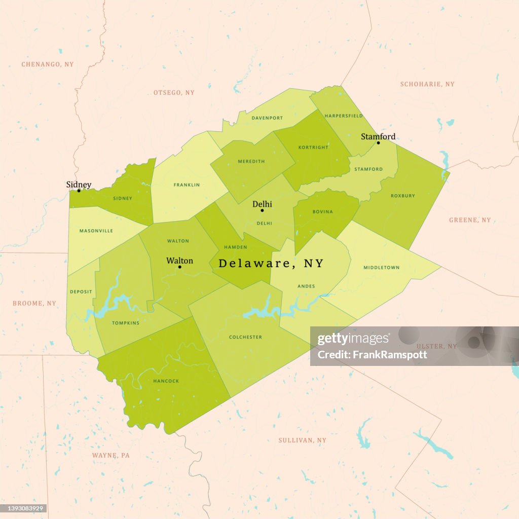NY Delaware Vektorkarte Grün