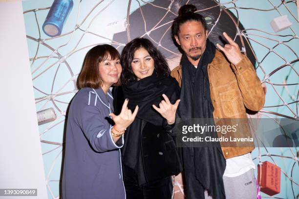 Josie Ho, Conroy Chan and guest attend the 24th annual Far East Film Festival to premiere "Finding Bliss: Fire and Ice" on April 22, 2022 in Udine,...